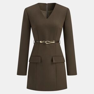 Commense Belted V Neck Tailored Dress Small BNWT